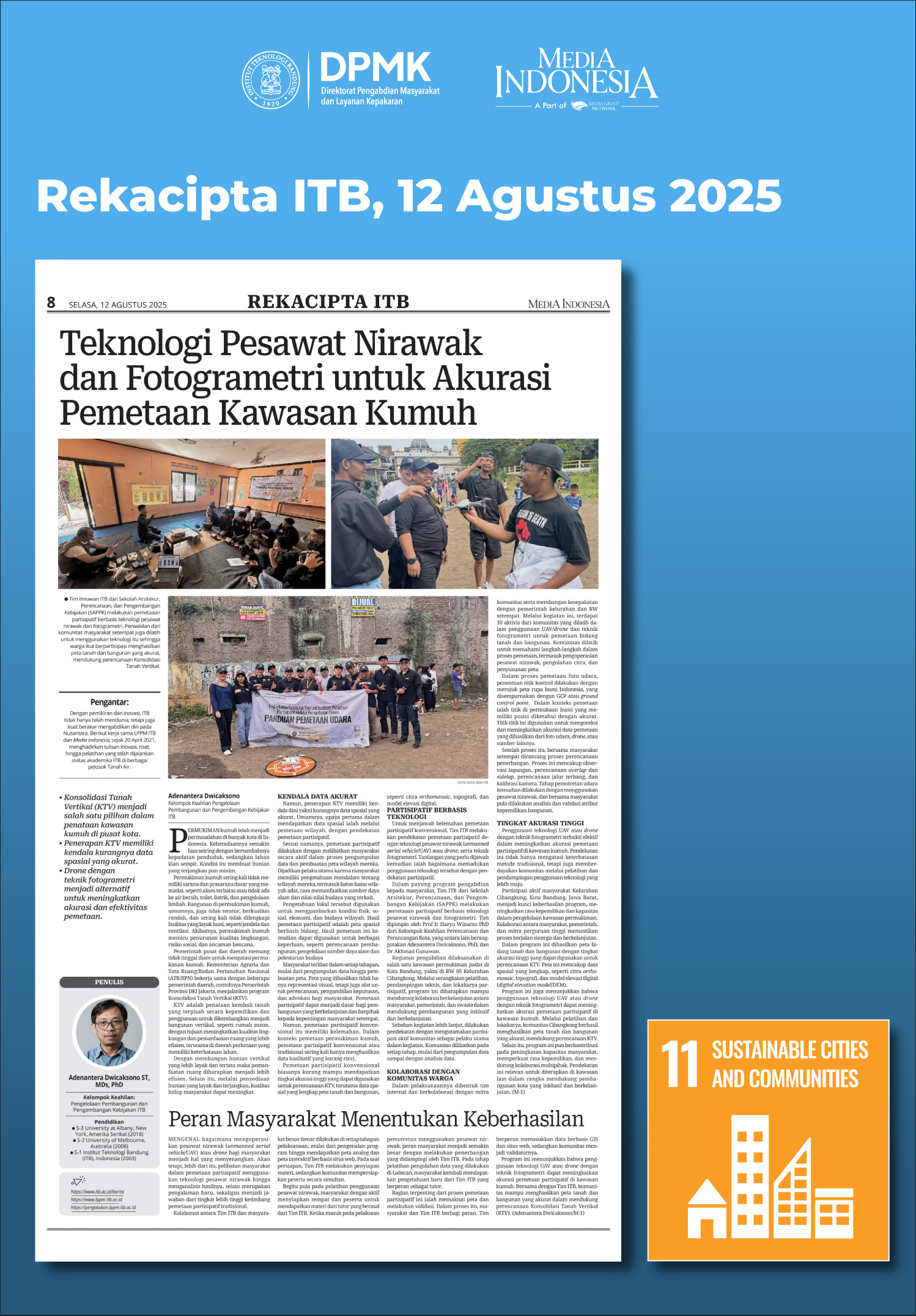 Teknologi Pesawat Nirawak dan Fotogrametri untuk Akurasi Pemetaan Kawasan Kumuh